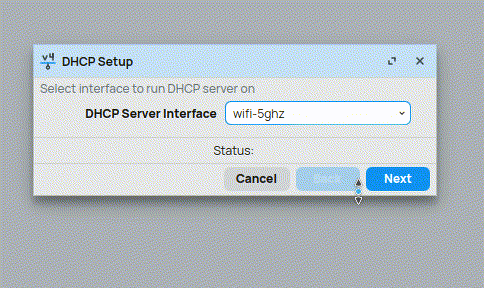 Step-by-step guide of the DHCP configuration wizard in Winbox to set up a DHCP Server on MikroTik.