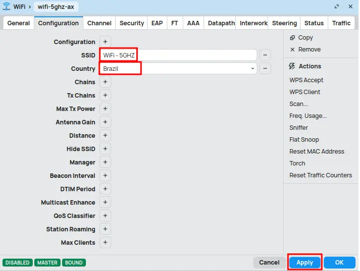 Configuring SSID and Country in Wi-Fi 6 on MikroTik