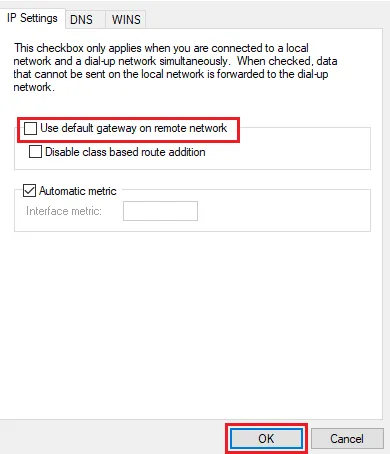 Uncheck “Use default gateway on remote network” for L2TP/IPSec VPN on Windows.